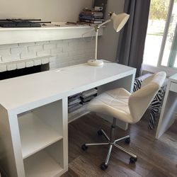 White Desk With Chair Set