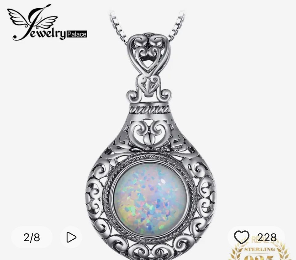 925 Sterling Silver Created Opal Pendant