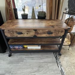 Wooden Roller Cart/Entertainment Center 