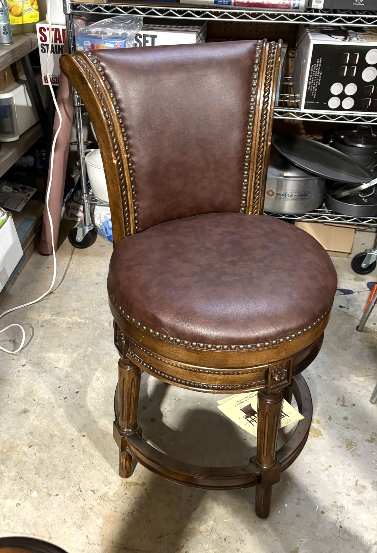 Swivel Bar Stools- Wood & Leather