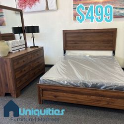 Brown 4 Piece Queen Size Bedroom Set