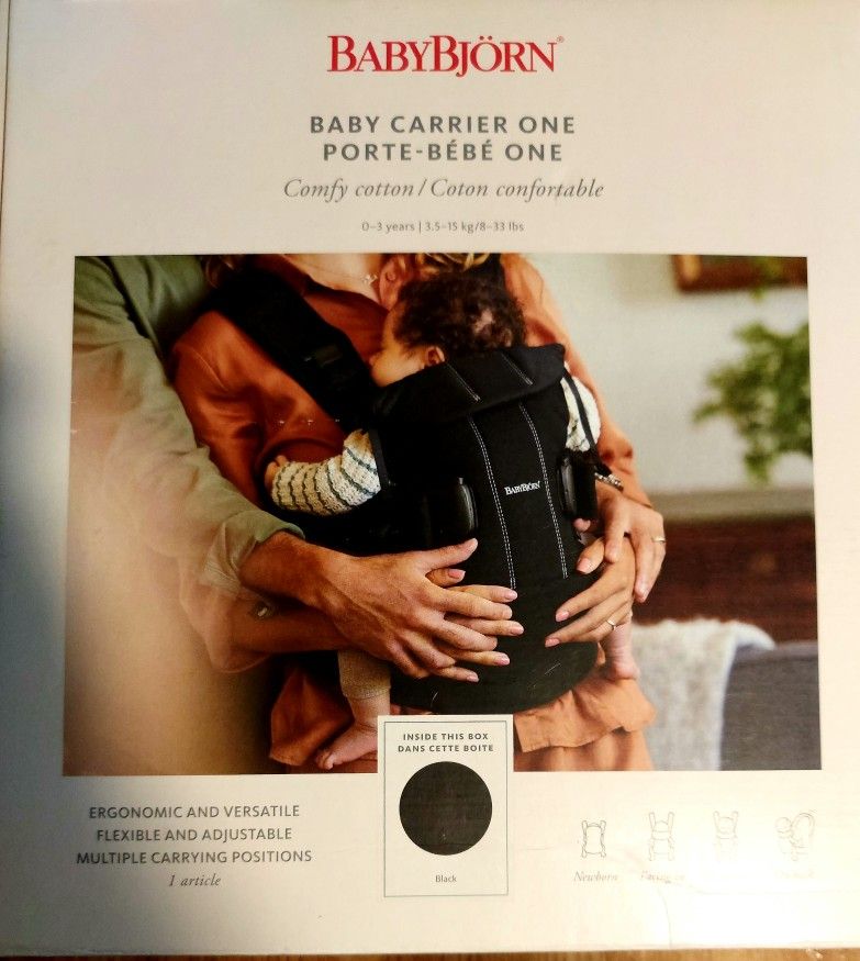 BabyBjörn Baby Carrier One, Cotton, Black, 8-35 lbs

