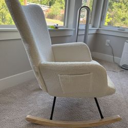 White Cream Sherpa Rocking Chair 