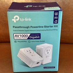 1GB Internet Over Power Kit - TP-Link AV1000 Passthrough Powerline Starter Lot
