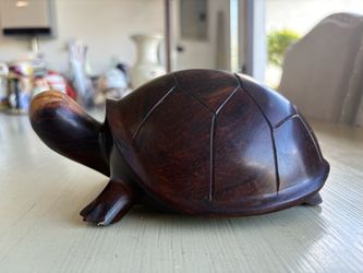 Hand-Carved Wooden Turtle Figurine
