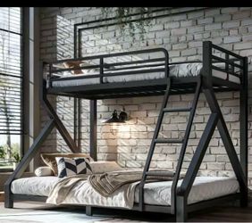 Black Metal Twin Over Full Bunk Bed