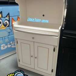 White Microwave Stand Dresser With Cutting Board 