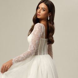 EMMA Midi Wedding Dress, Modern Wedding Dress, Wedding Gown