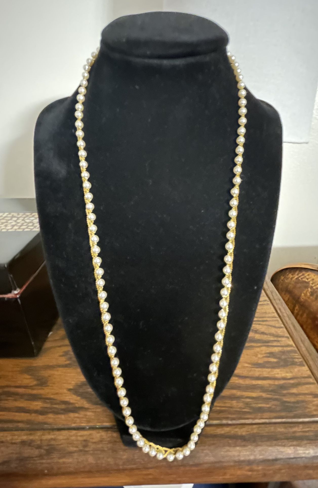 “Napier” Brand Fine Imitation Pearl Necklace With Gold Plated Chain 