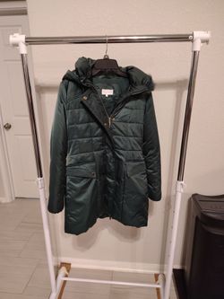 Fabrika dark green long puffer jacket, size M, women,