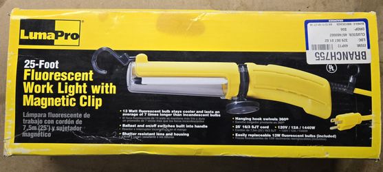 LumaPro 25ft Fluorescent Work Light Tool with Magnetic Clip