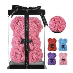 25cm Artificial Teddy Rose Flower Bear
