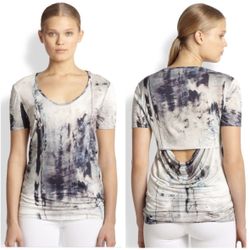 Helmut Lang Tidal print open back jersey tee top in mercury multi size P XS