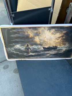 Jesus walking on water framed picture