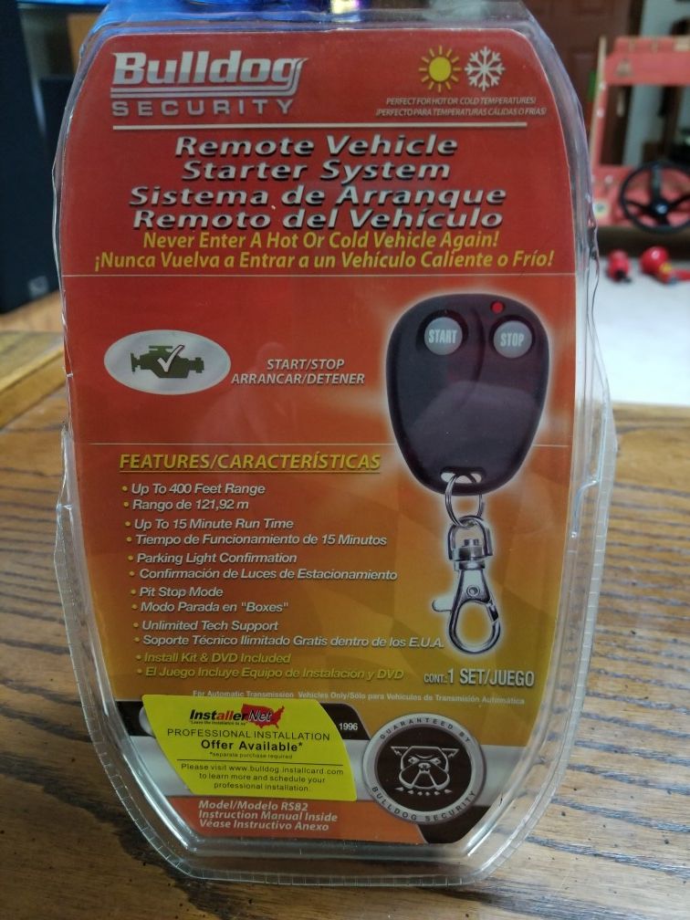 NEVER USED BULLDOG SECURITY REMOTE VEHICLE STARTER SYSTEM. PICK UP MIDDLEBORO ONLY. PRICE IS FIRM.