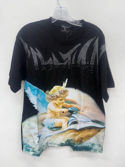 Mixed Emotion Angel Graphic Rhinestone T-Shirt