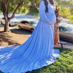 Blue Dress With Train 