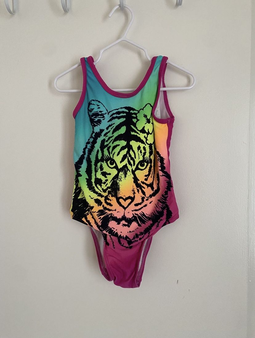 Circo Size 3T Girl Tiger Print Bathing Swimsuit- One Piece Biquini - Okay Condition - 👙