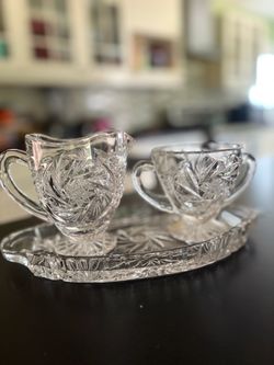 Pinwheel (PYT2) by Polonia Crystal - 3pc Open Sugar and Creamer Set