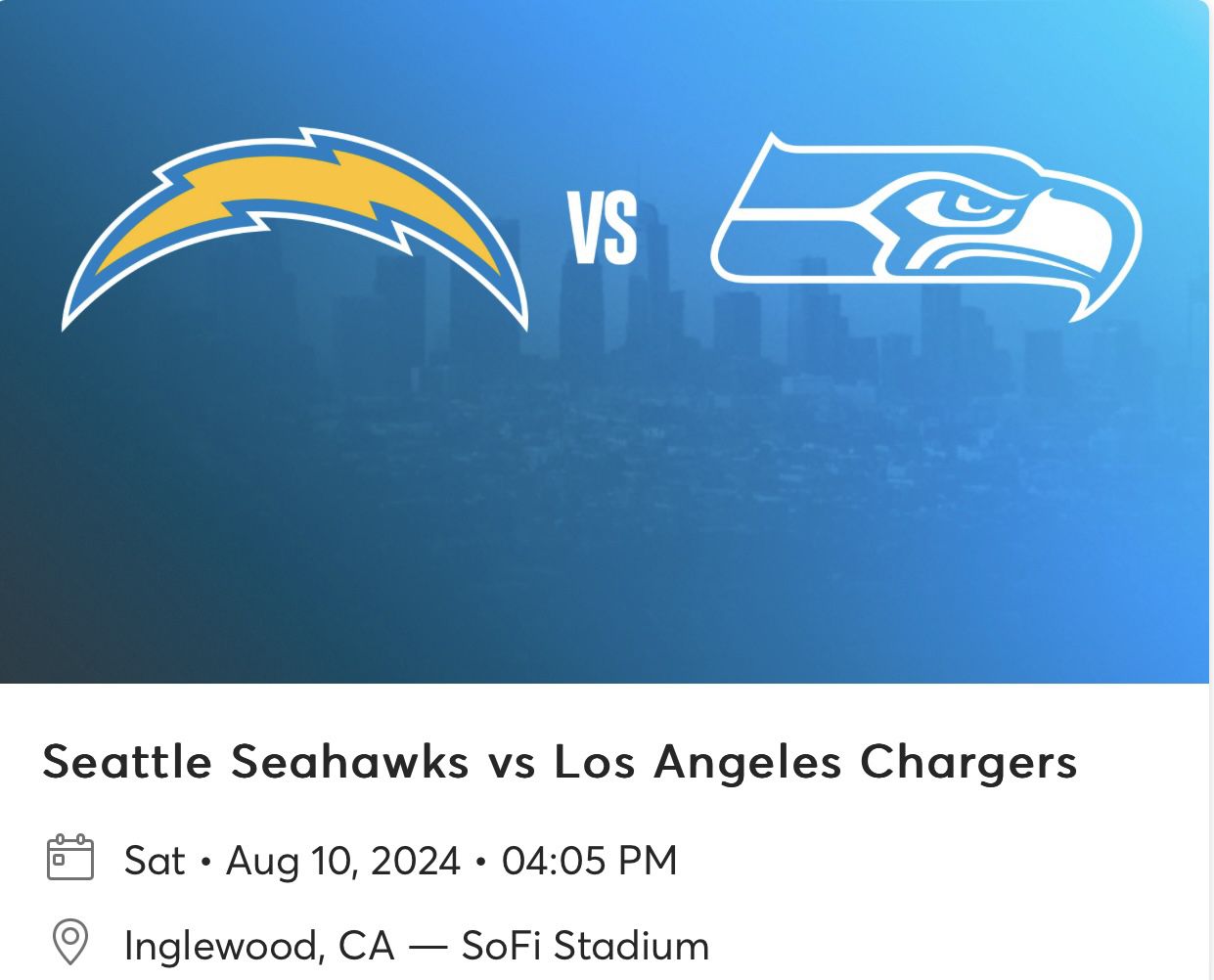 Seattle Seahawks vs LA Chargers