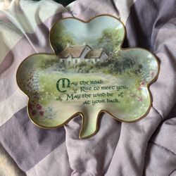 Franklin Mint “An Irish Blessing”Porcelain Dish Shamrock Clover Hilary Scoffield