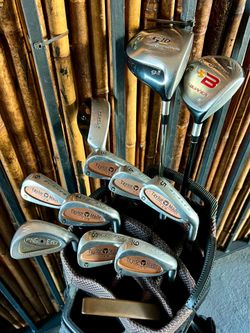 TaylorMade Golf Club Set with Push Cart - Ping BeCu Putter