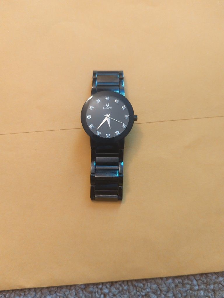 Bulova Modern Diamond Black Dial Men's Watch 98D144