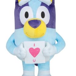 NEW Gemmy Bluey Plush 21.5” Greeter W/ I Heart “love” You Sign Easter  Gift
