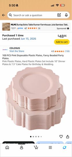 Pink disposable plates