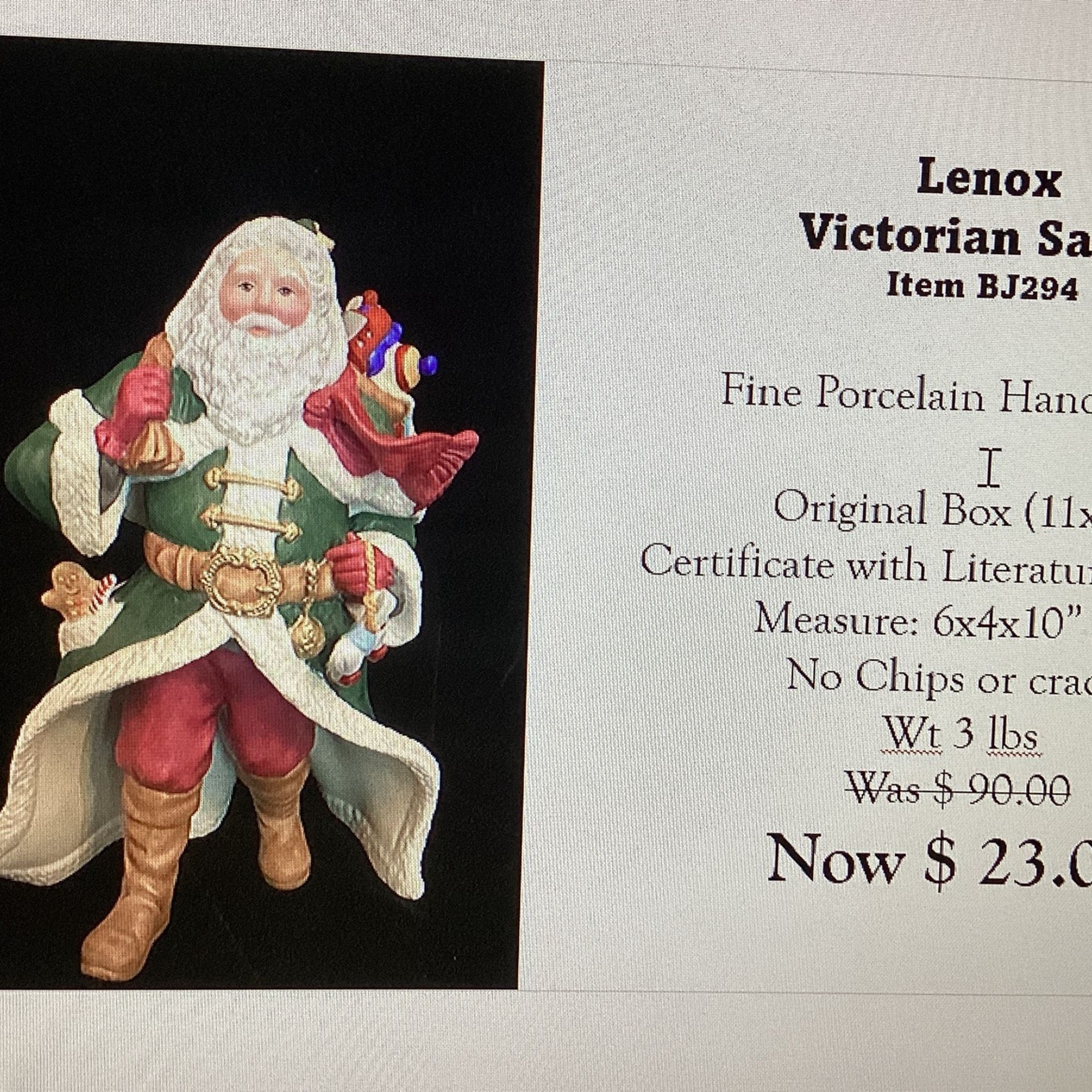 75% OFF Lenox Vintage Victorian Santa