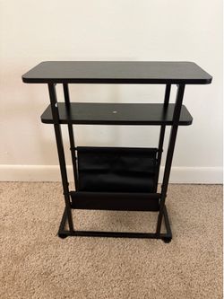Narrow Small Side Table for Small Spaces - Slim End Table with Magazine Rack