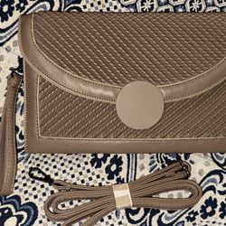 Brown/Taupe Clutch Crossbody Bag
