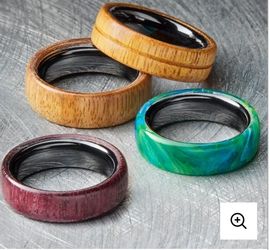 Men's Opal Wood Wedding Bands