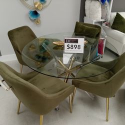 Dining Table Set 5pcs New Green 