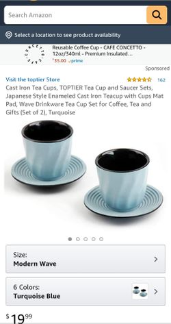 Top Tier Turquoise Cast Iron Tea Cups and Saucers (2 pack)