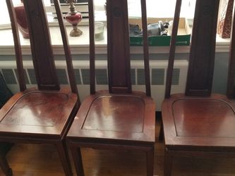Chairs; Oriental; Asian; Cherry Wood Color; Qty 3: 1 Sturdy; 2 Need Tightening - $30