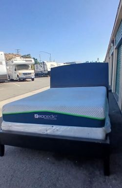 QUEEN BED FRAME WITH BOX AND MATTRESS