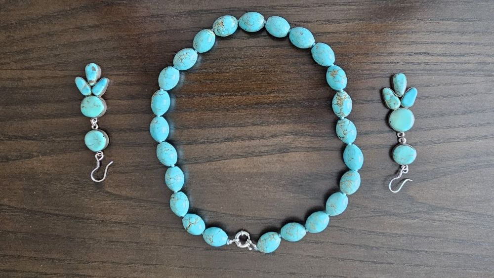 Blue Necklace And Earrings