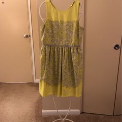 Silk Yellow And Gray Dress