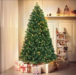 Prelit Christmas Tree 6ft Lighted Xmas Tree with White Lights 615698