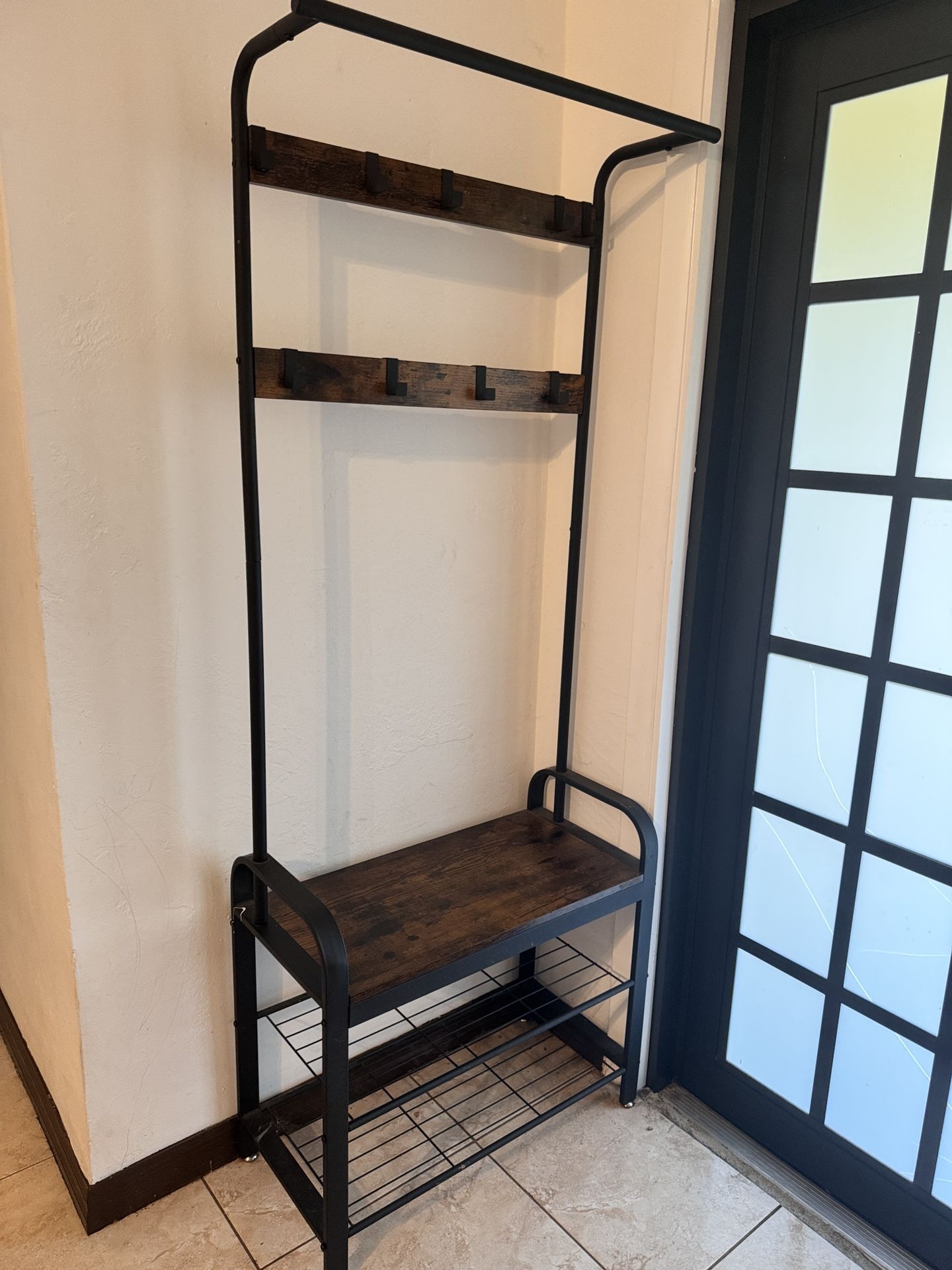 Entryway Coat Rack with Bench & Shoe Storage