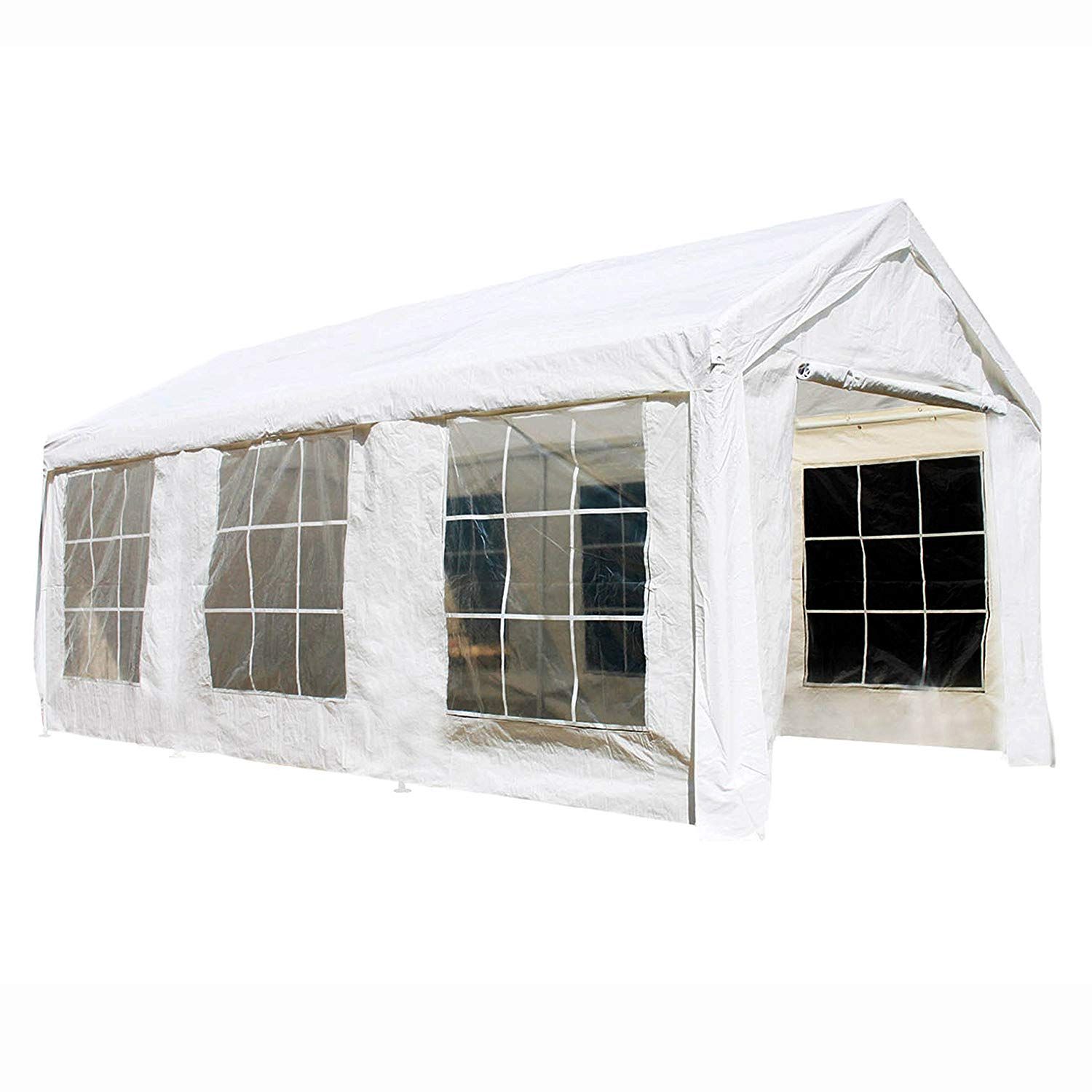 ALEKO CPWT1020 Outdoor Event Gazebo Canopy Tent with Sidewalls and Windows 10 x 20 x 8 Feet White