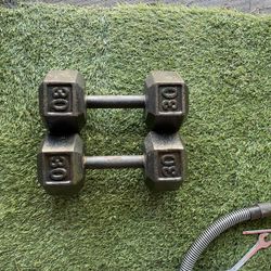 30lbs pair of hex iron dumbbells 