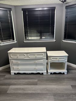 White Dresser and Nightstand Set