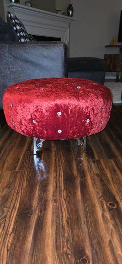 Red Velvet Ottoman
