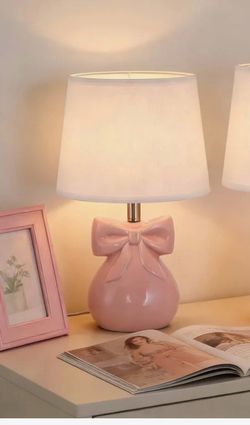 New Pink Ceramic Bow Table Lamp