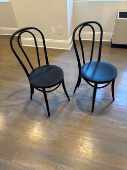Set of 2 Black Bentwood Metal Cafe Chairs