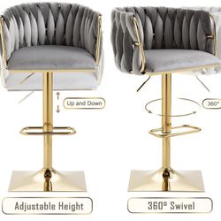 2 Grey Velvet Stools