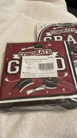 Burgundy Graduation Napkins and Hanging Swirls