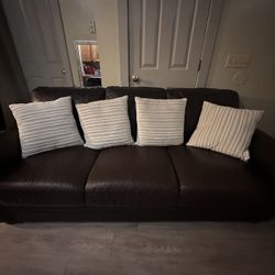 Black genuine Leather sofa and Love seat Couch Set